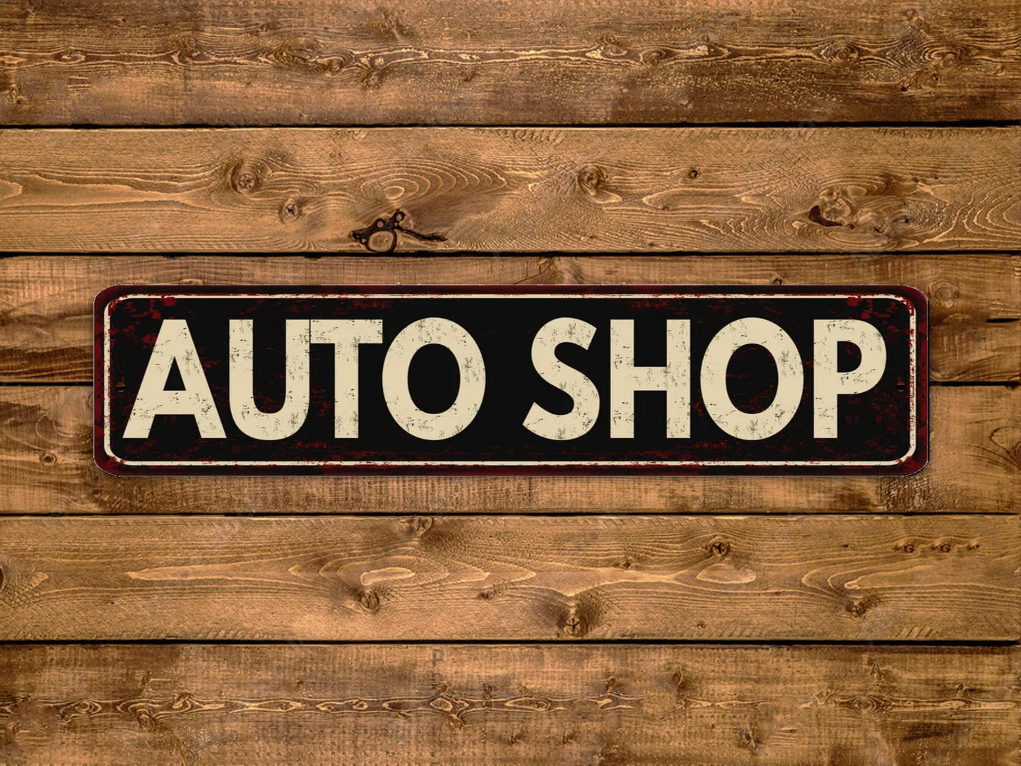 Auto Shop Street Sign Body Cars Mechanic Vintage Style