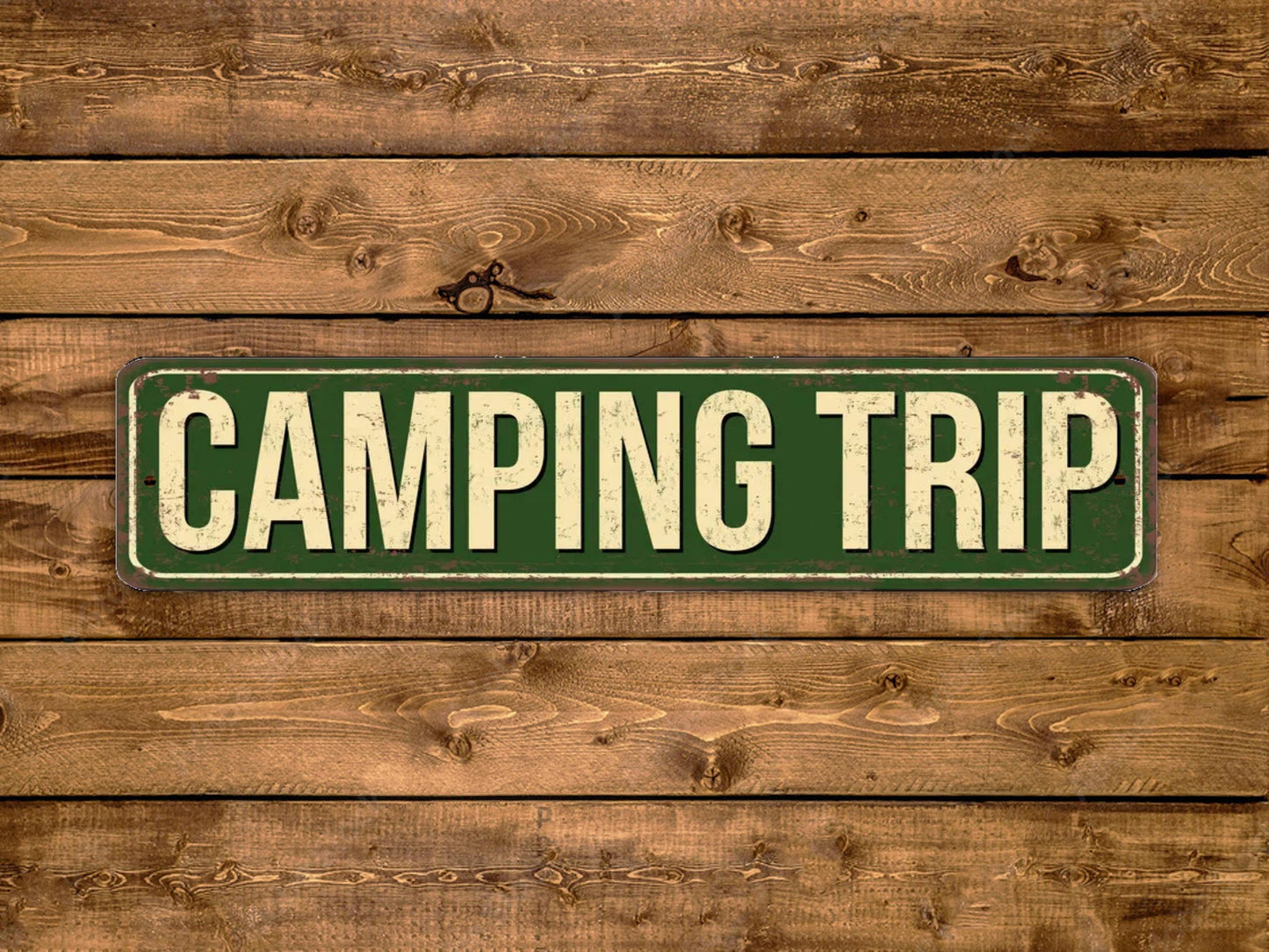 Camping Trip Street Sign Vintage Style