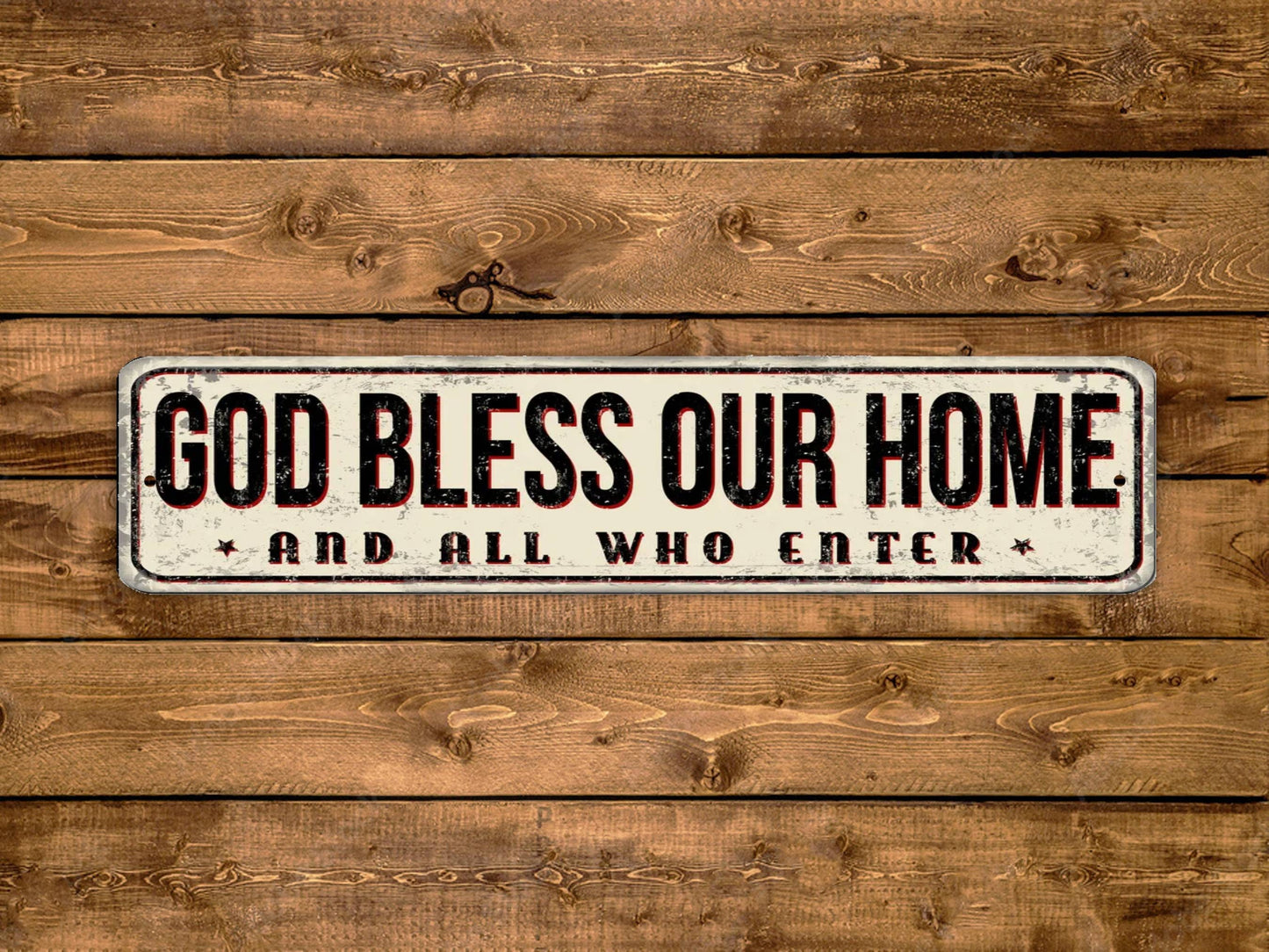 God Bless Our Home Street Sign And All Who Enter Vintage Style