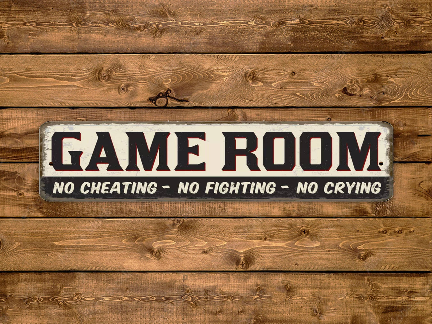 Game Room Street Sign No Cheating No Fighting No Crying Vintage Style