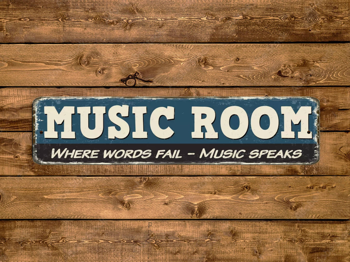 Music Room Street Sign Where Words Fail Music Speaks Vintage Style