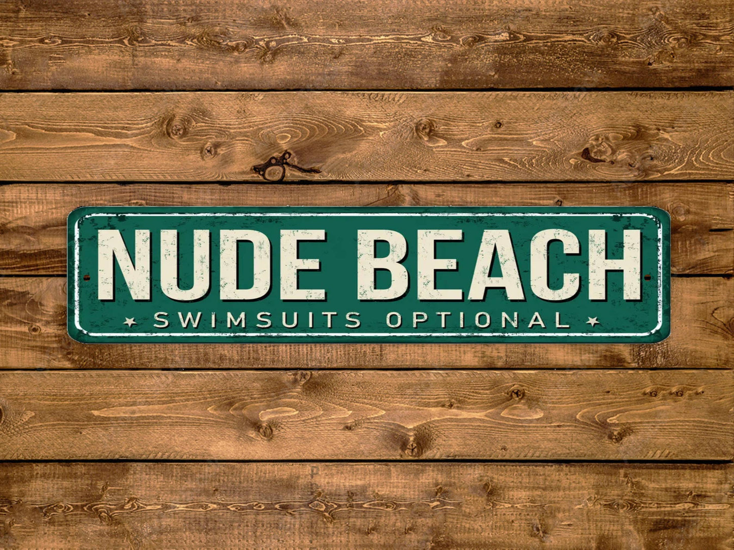 Nude Beach Street Sign Swimsuits Optional Vintage Style