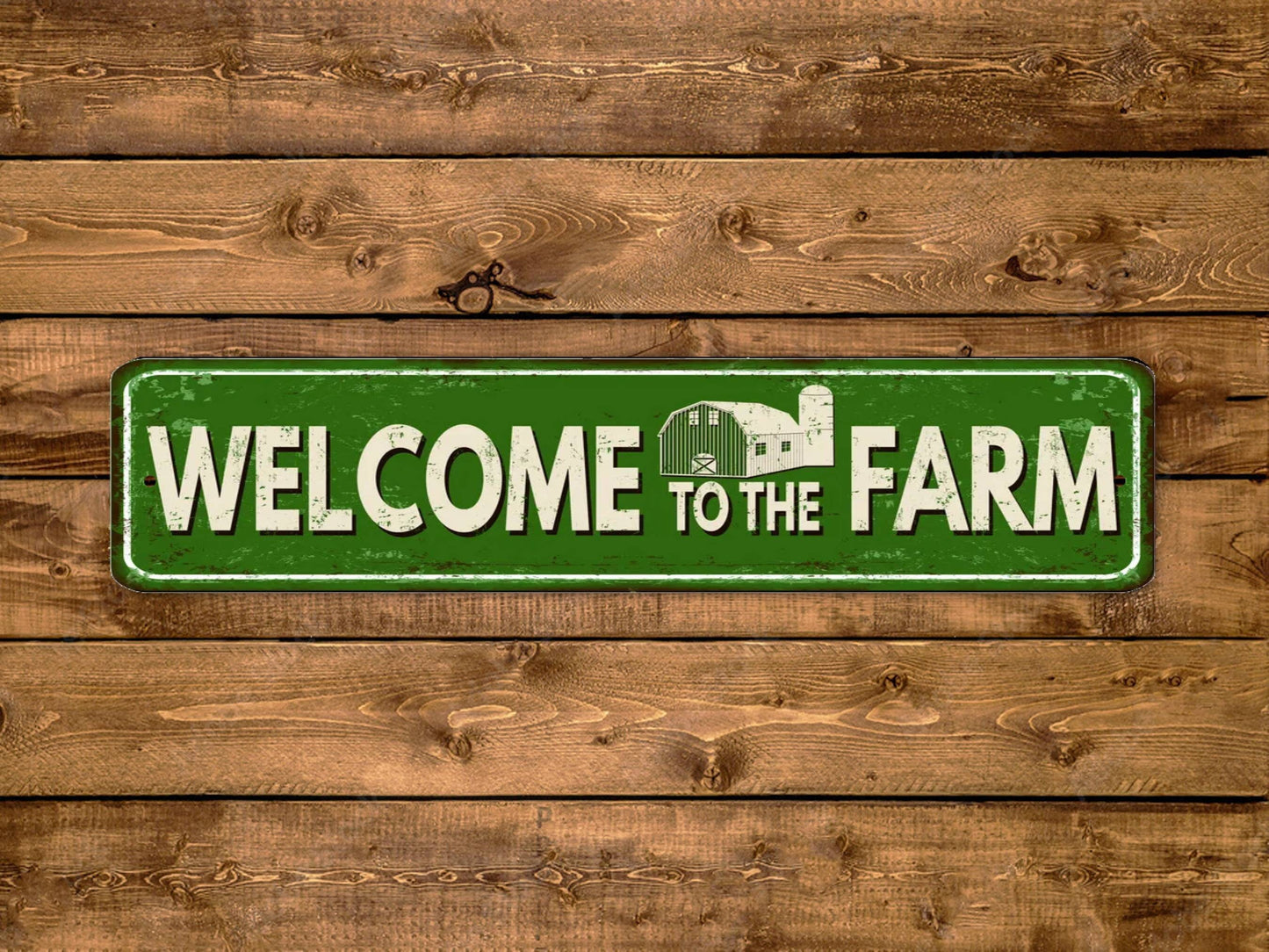 Welcome To The Farm Street Sign Barn Yard Land Cows Vintage Style