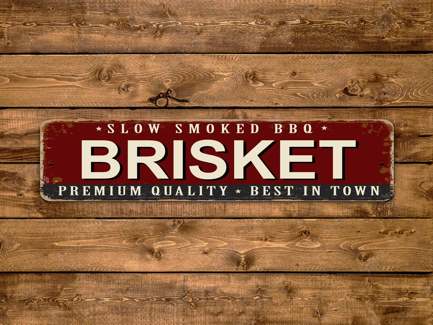 Brisket Street Sign BBQ Premium Quality Slow Smoked Vintage Style