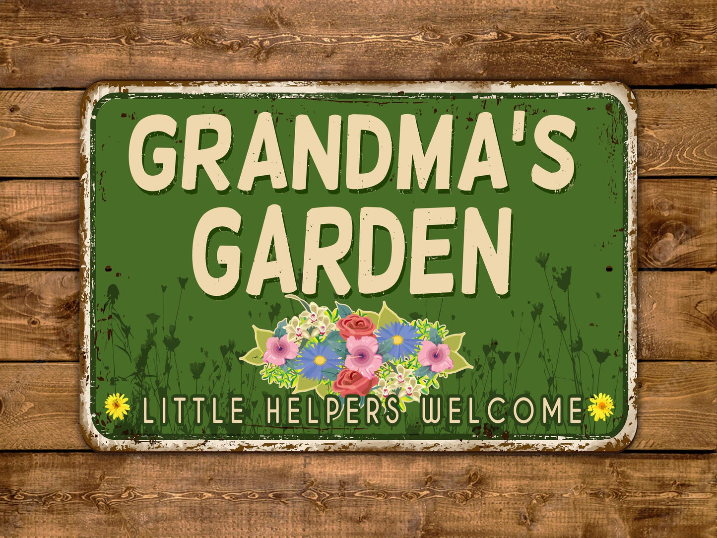 Grandma's Garden Sign Little Helpers Welcome Vintage Style