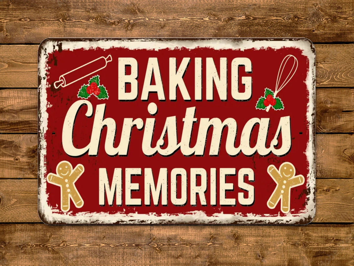 Baking Christmas Memories Sign Vintage Style