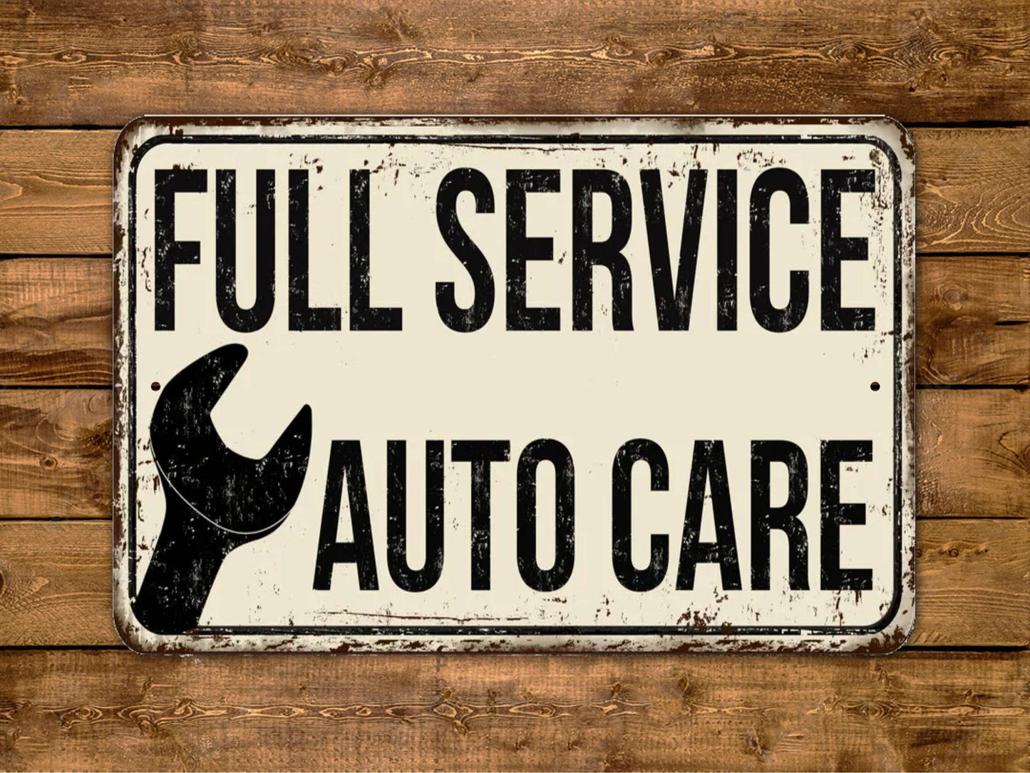 Full Service Auto Care Sign Body Shop Car Mechanic Vintage Style