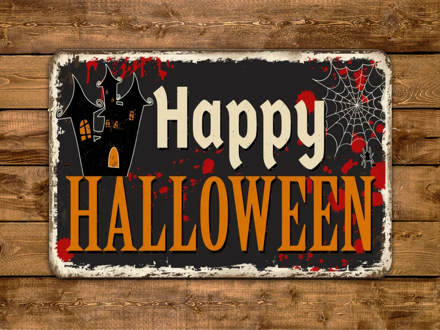 Happy Halloween Sign Trick Or Treat Candy Vintage Style