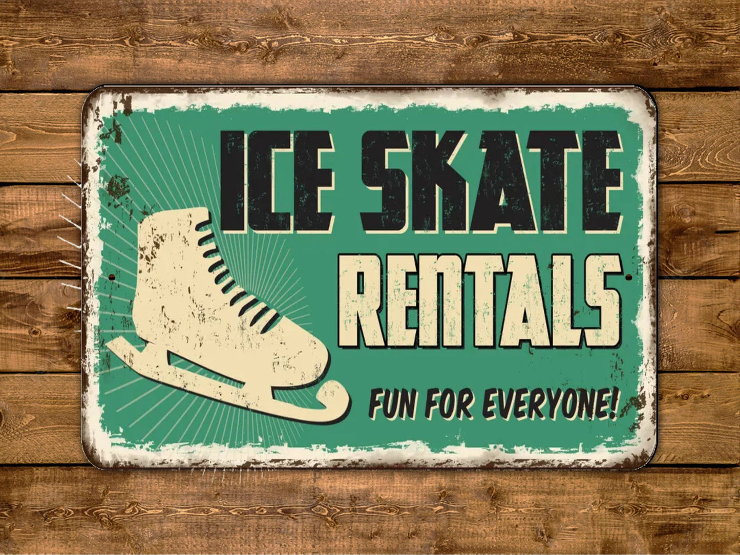 Ice Skate Rentals Sign Vintage Style