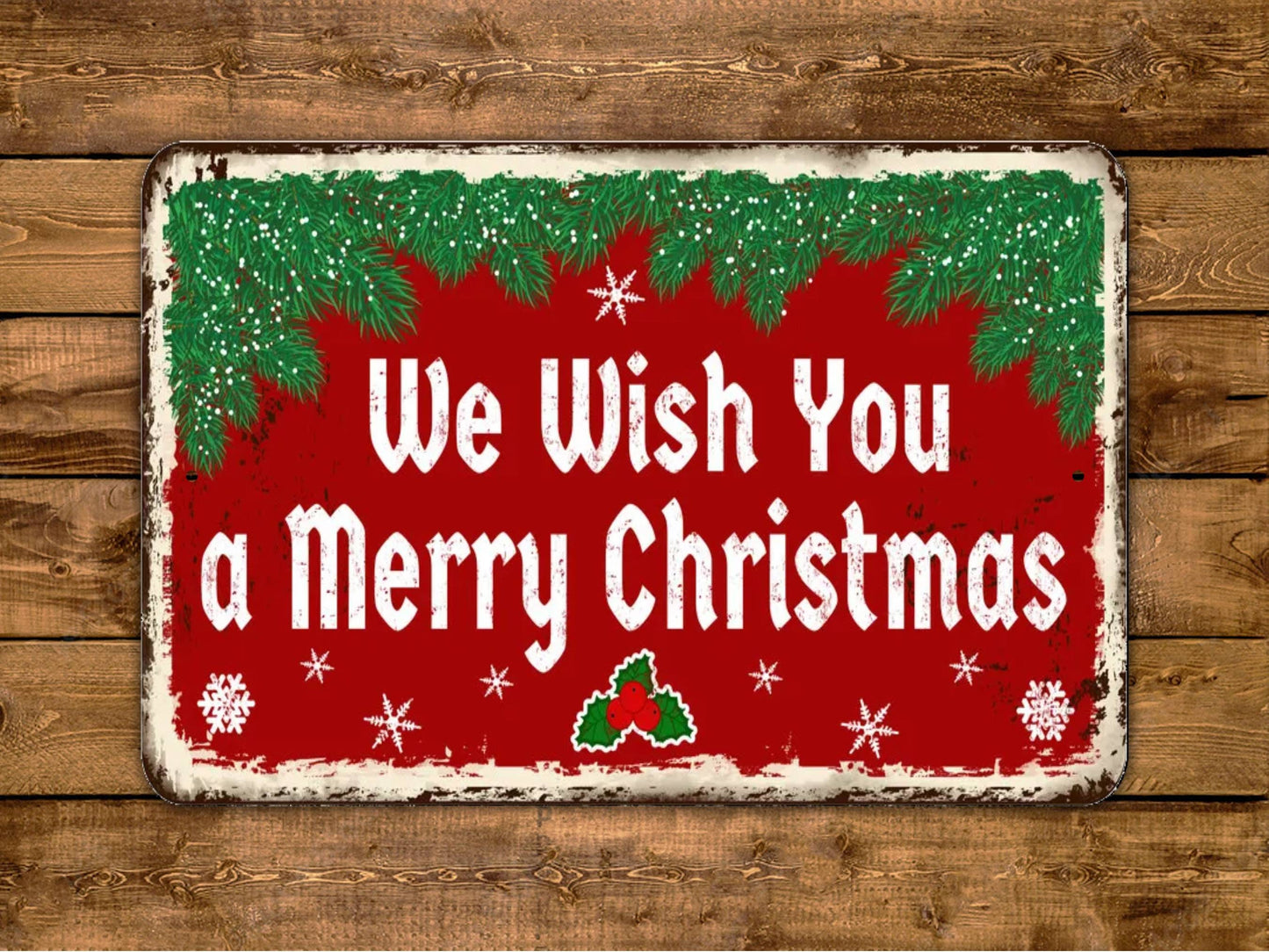 We Wish You A Merry Christmas Sign Vintage Style