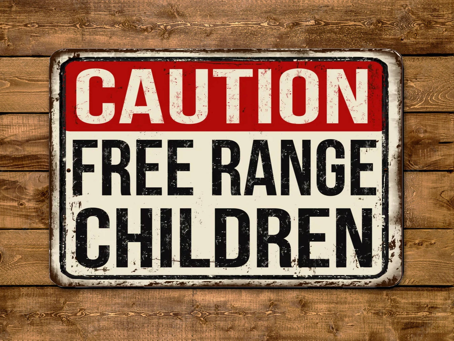 Caution Free Range Children Vintage Style Metal Sign