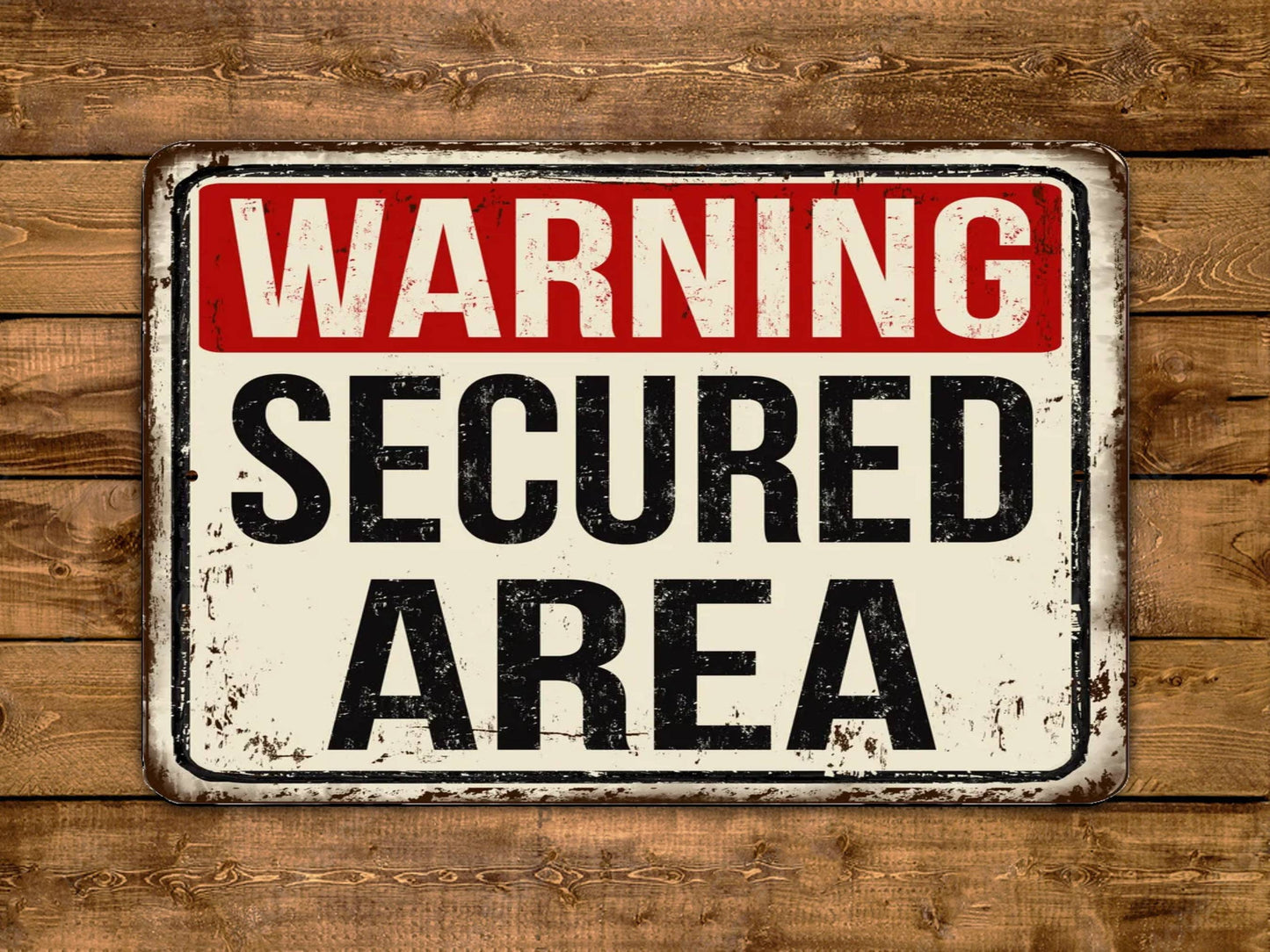 Warning Secured Area Vintage Style Metal Sign