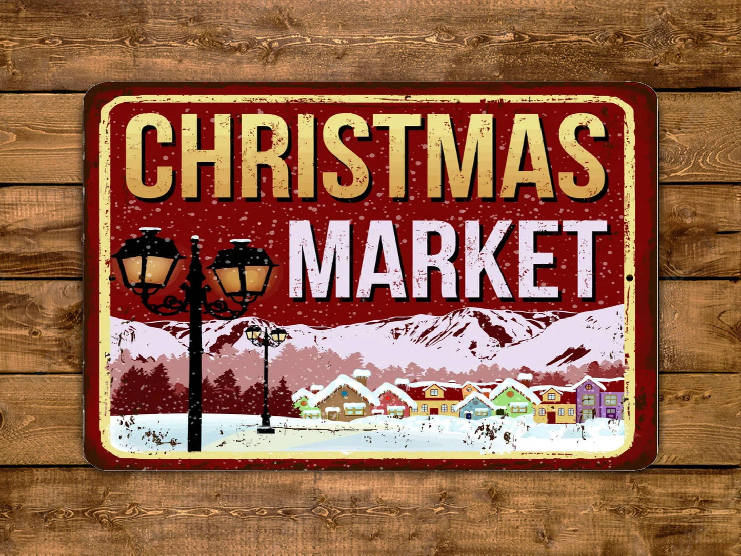 Christmas Market Vintage Style Metal Sign