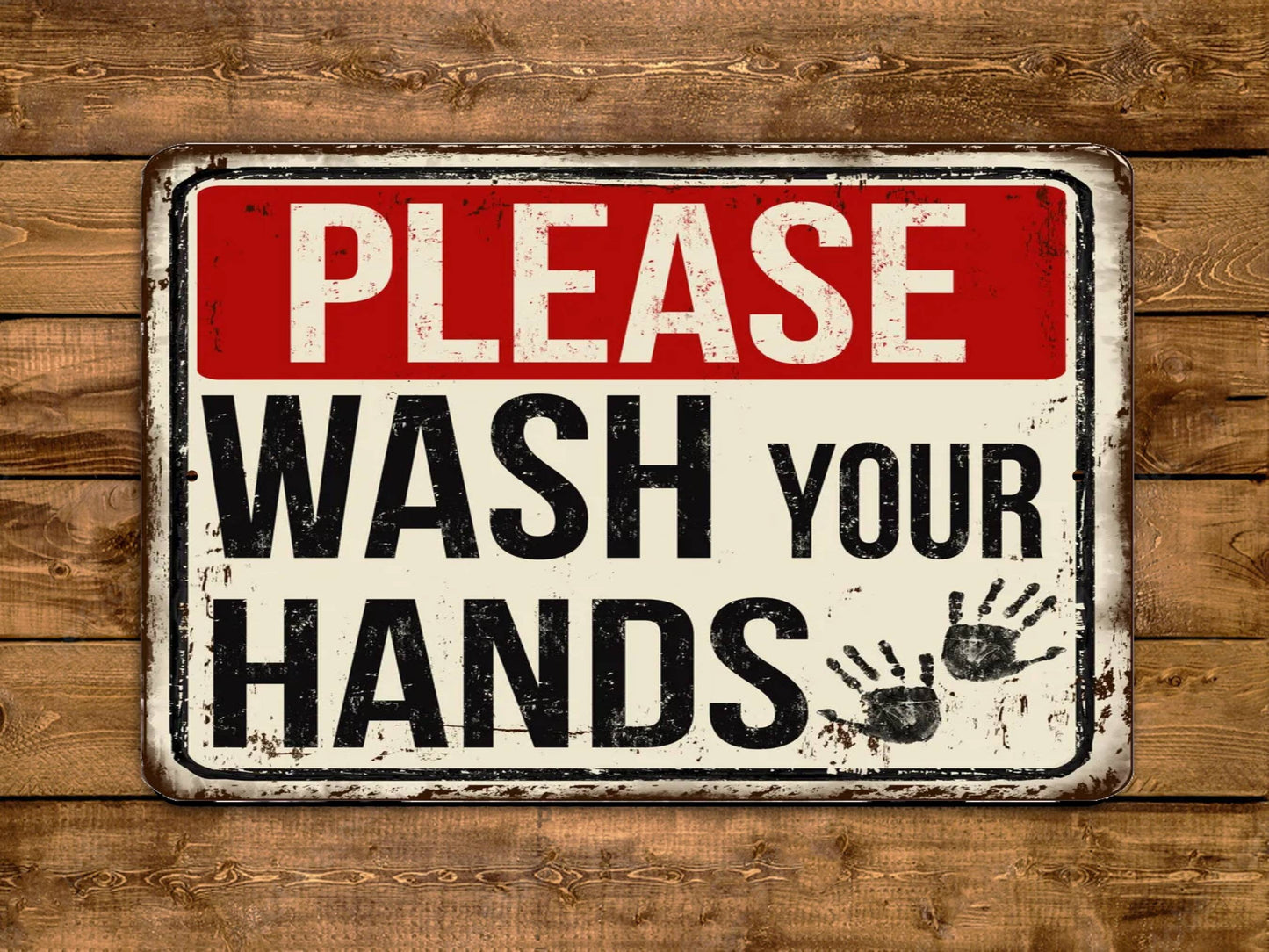 Please Wash Your Hands Vintage Style Metal Sign