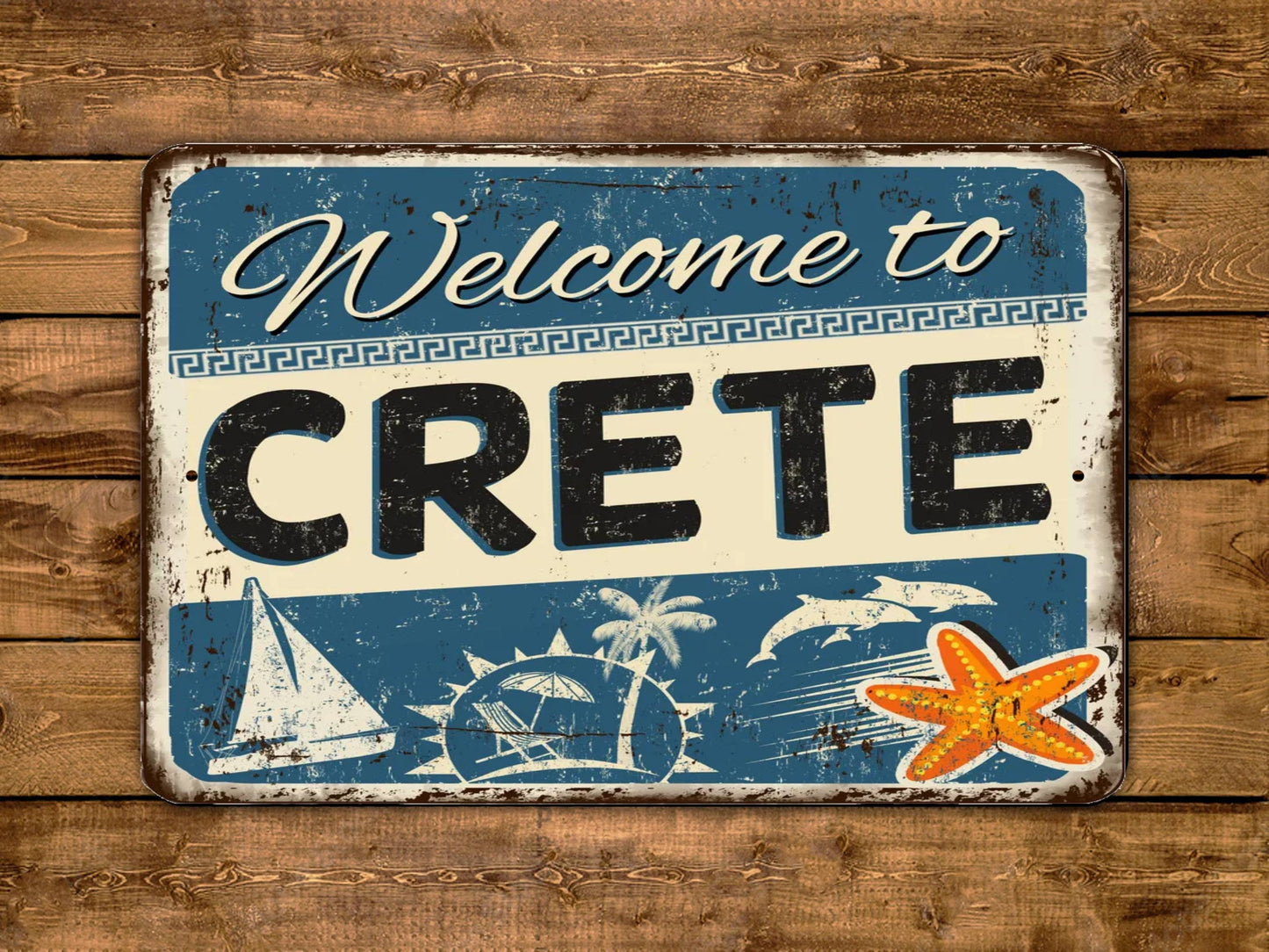 Welcome To Crete Vintage Style Metal Sign