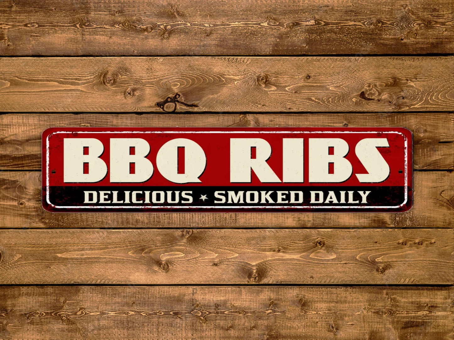 BBQ Ribs Street Sign Vintage Style