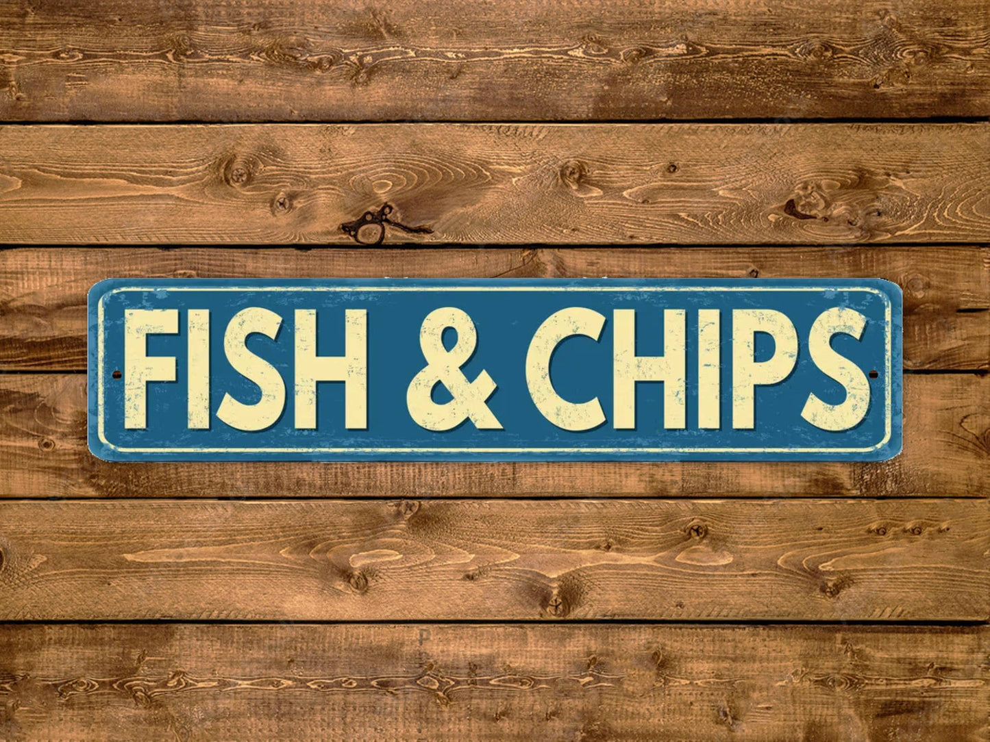 Fish And Chips Street Sign Vintage Style