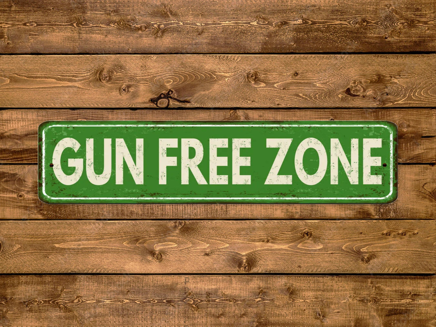 Gun Free Zone Street Sign Vintage Style