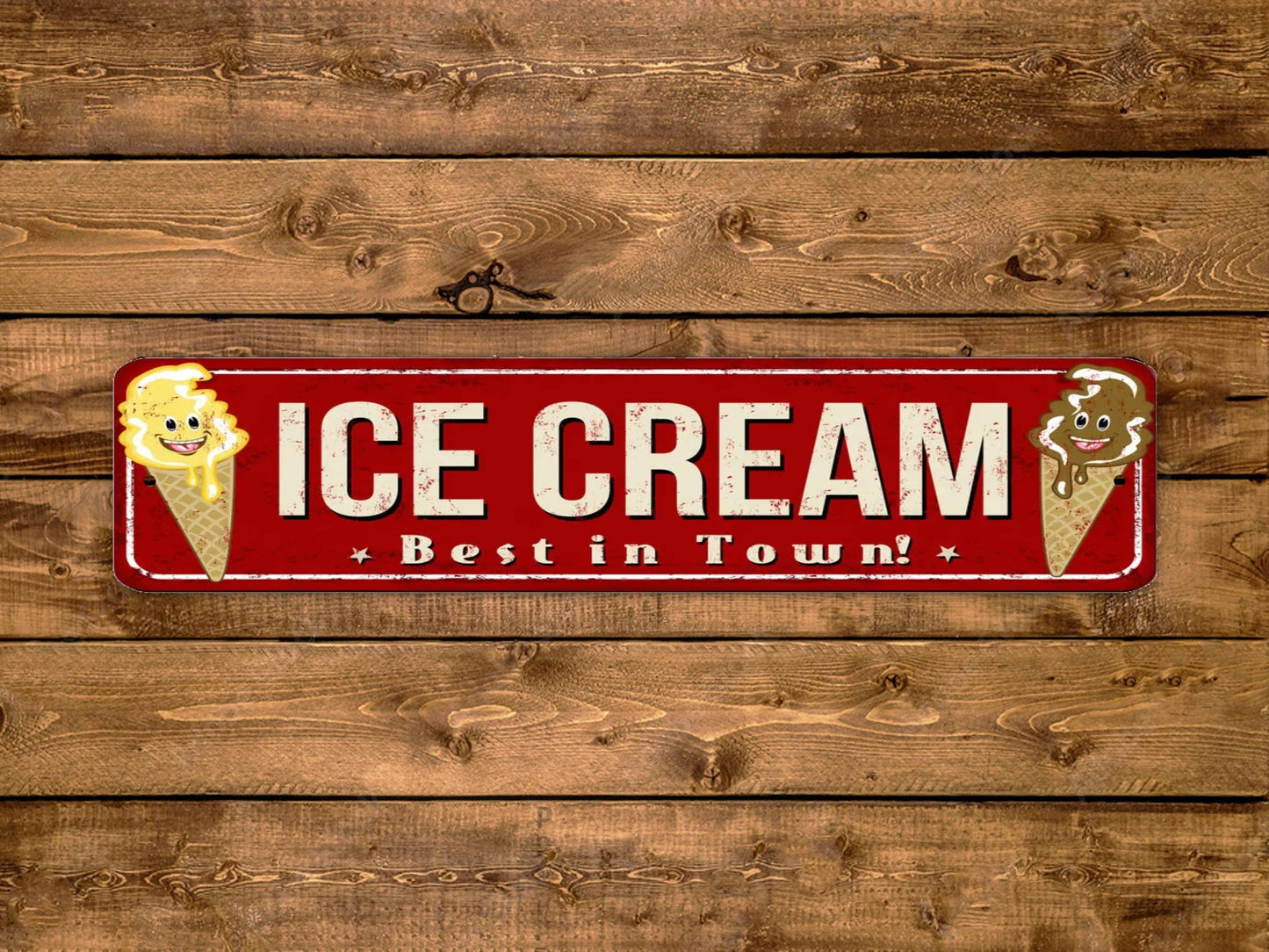 Ice Cream Street Sign Best In Town Vintage Style