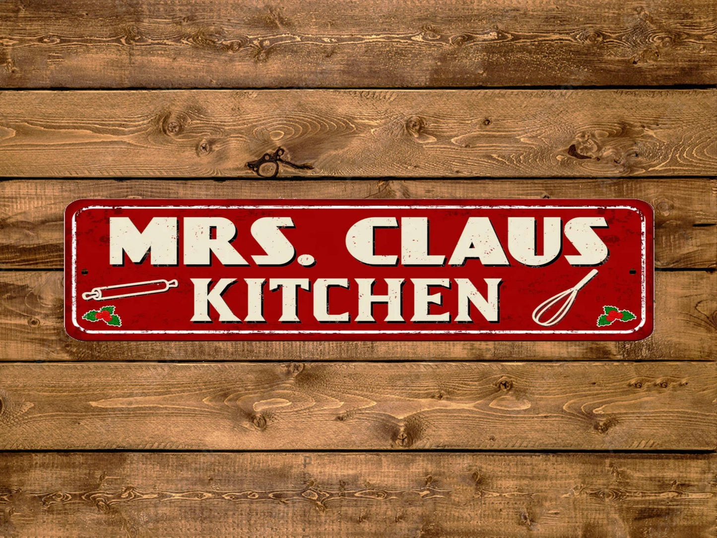 Mrs. Claus Kitchen Street Sign Santa Christmas Holiday Vintage Style