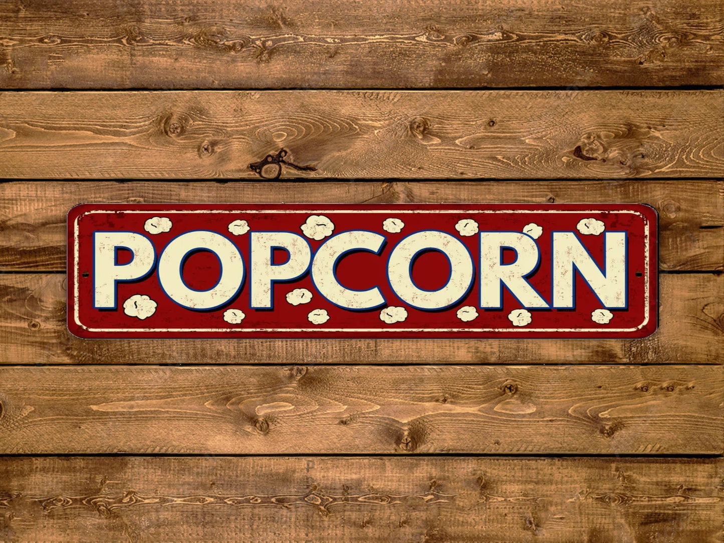 Popcorn Street Sign Movie Theater Snacks Vintage Style