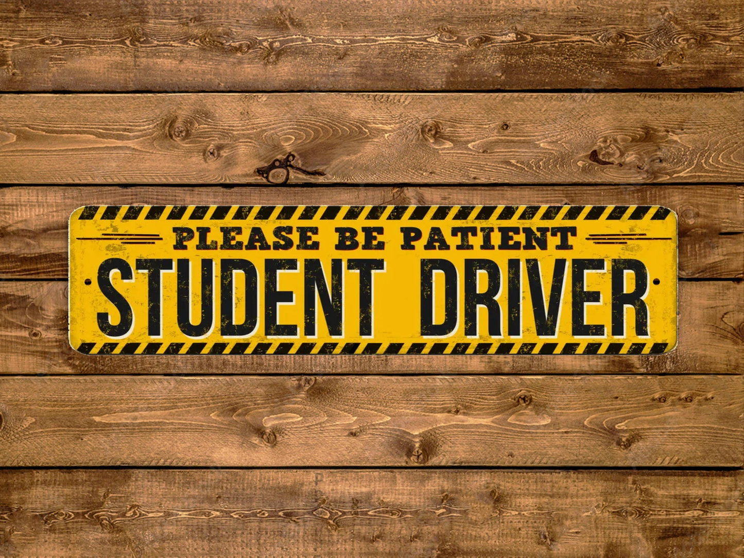 Student Driver Street Sign Please Be Patient Vintage Style