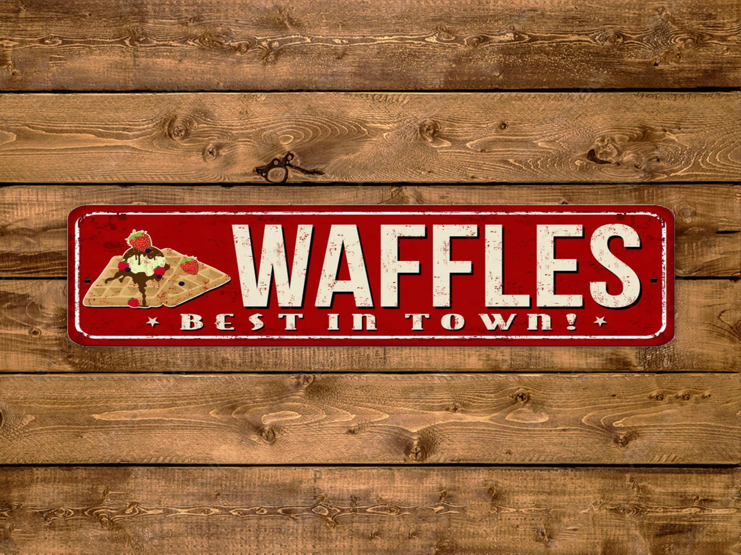 Waffles Street Sign Best In Town Breakfast Vintage Style