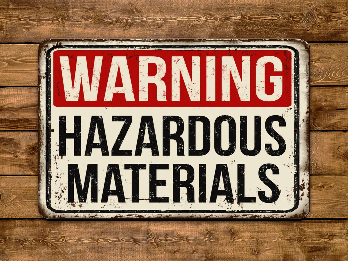 Warning Hazardous Materials Vintage Style Metal Sign