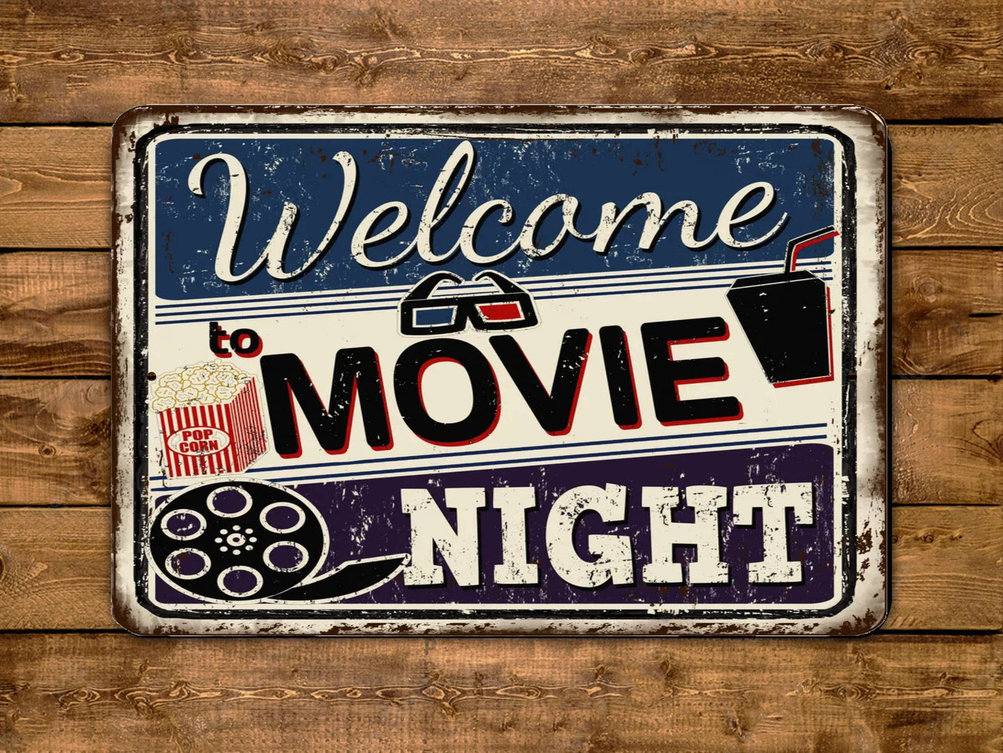 Welcome To Movie Night Vintage Style Metal Sign