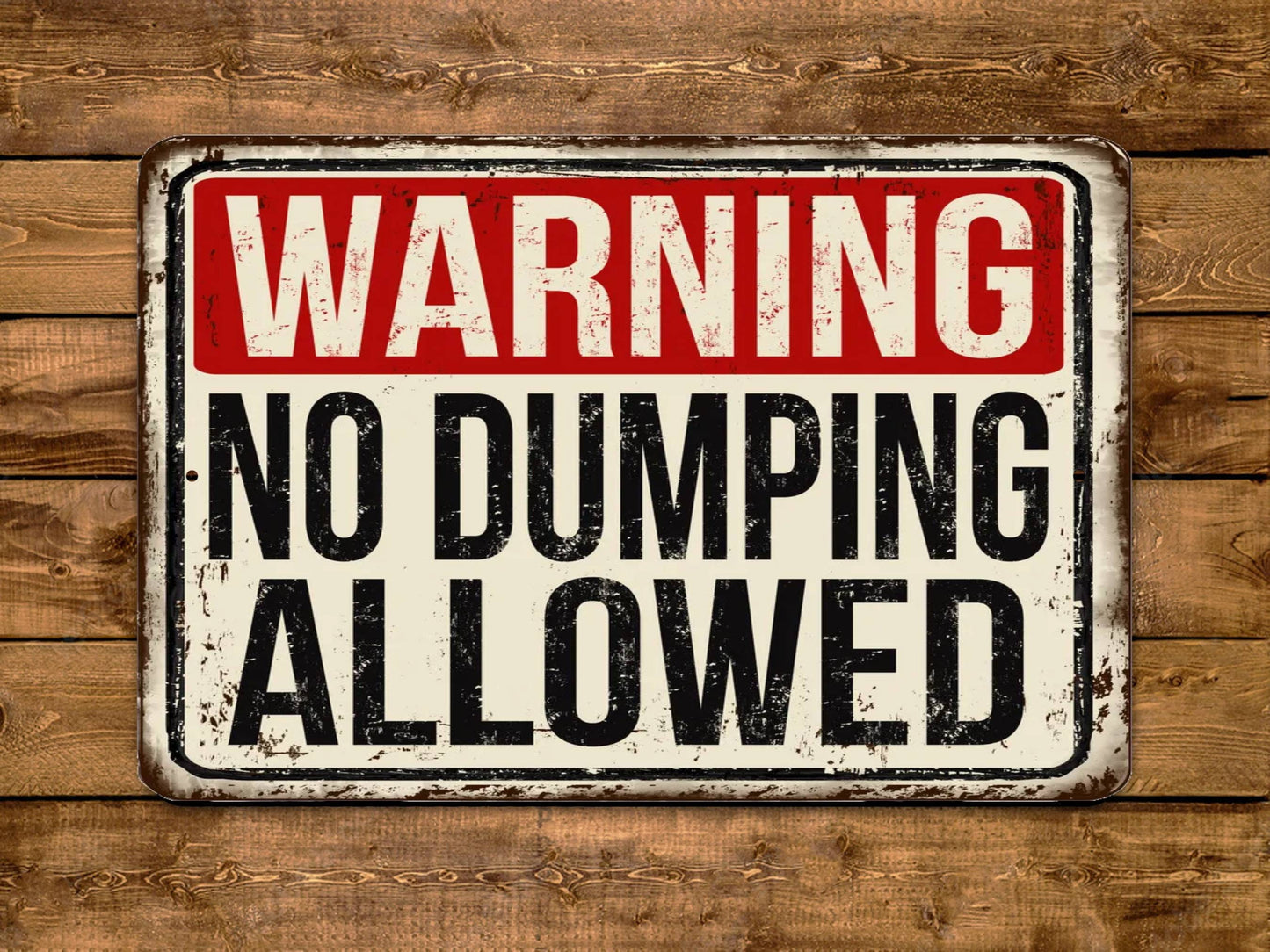 Warning No Dumping Allowed Vintage Style Metal Sign