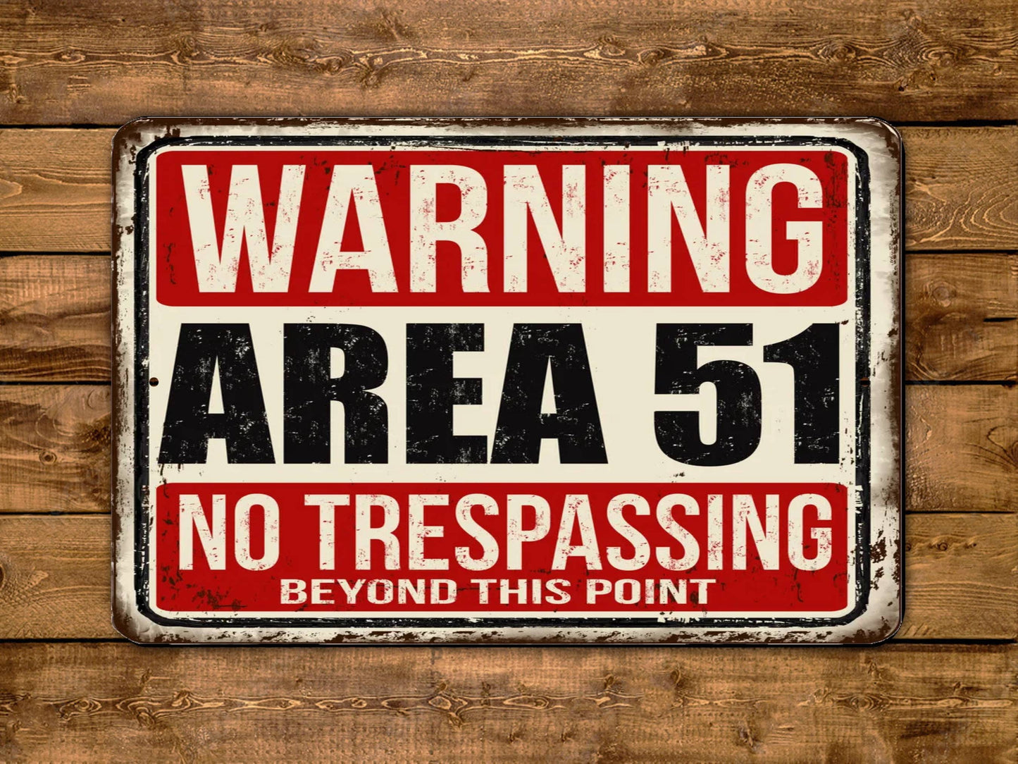 Warning Area 51 No Trespassing Vintage Style Metal Sign