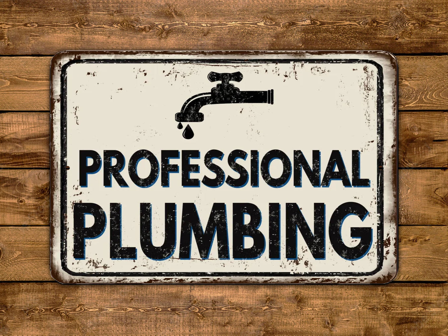 Professional Plumbing Vintage Style Metal Sign