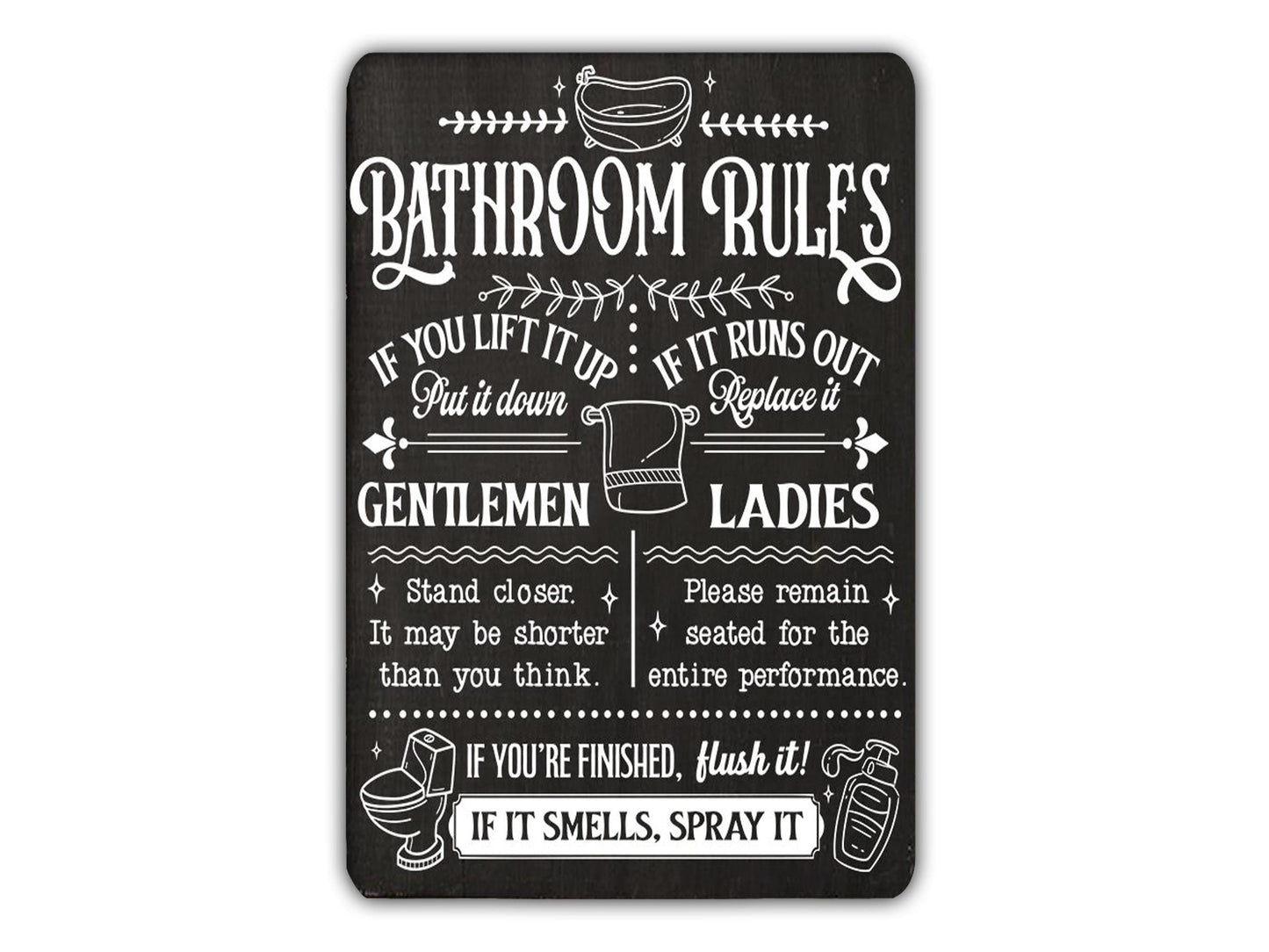 Bathroom Rules Metal Sign