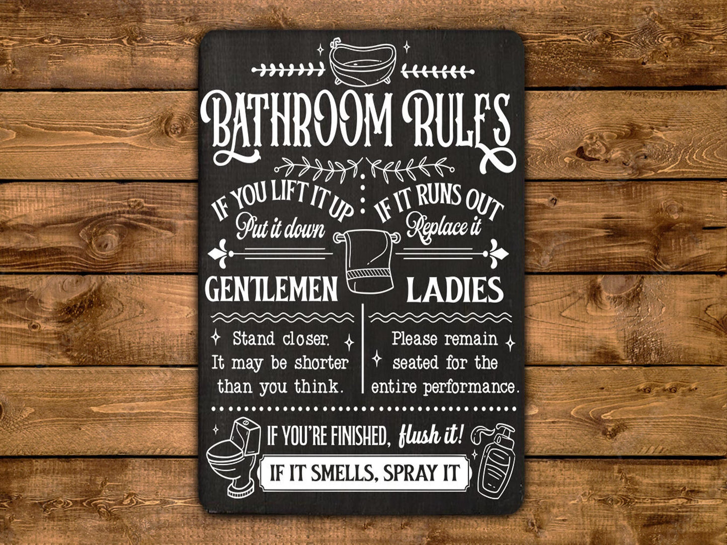 Bathroom Rules Metal Sign