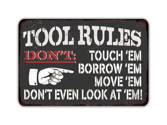 Tool Rules Garage Mancave Dad's Metal Sign Vintage Retro Rustic Patio Home Décor Gift Print Present