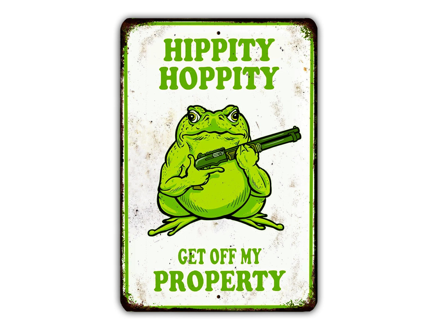 Hippity Hoppity get off My Property Vintage Metal No Trespassing Sign