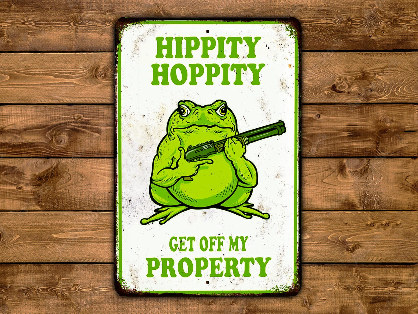 Hippity Hoppity get off My Property Vintage Metal No Trespassing Sign