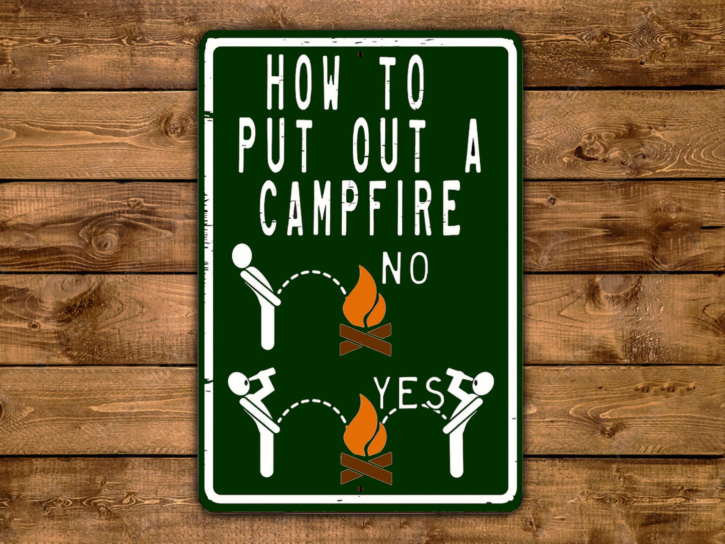 a sign that says how to put out a campfire no yes